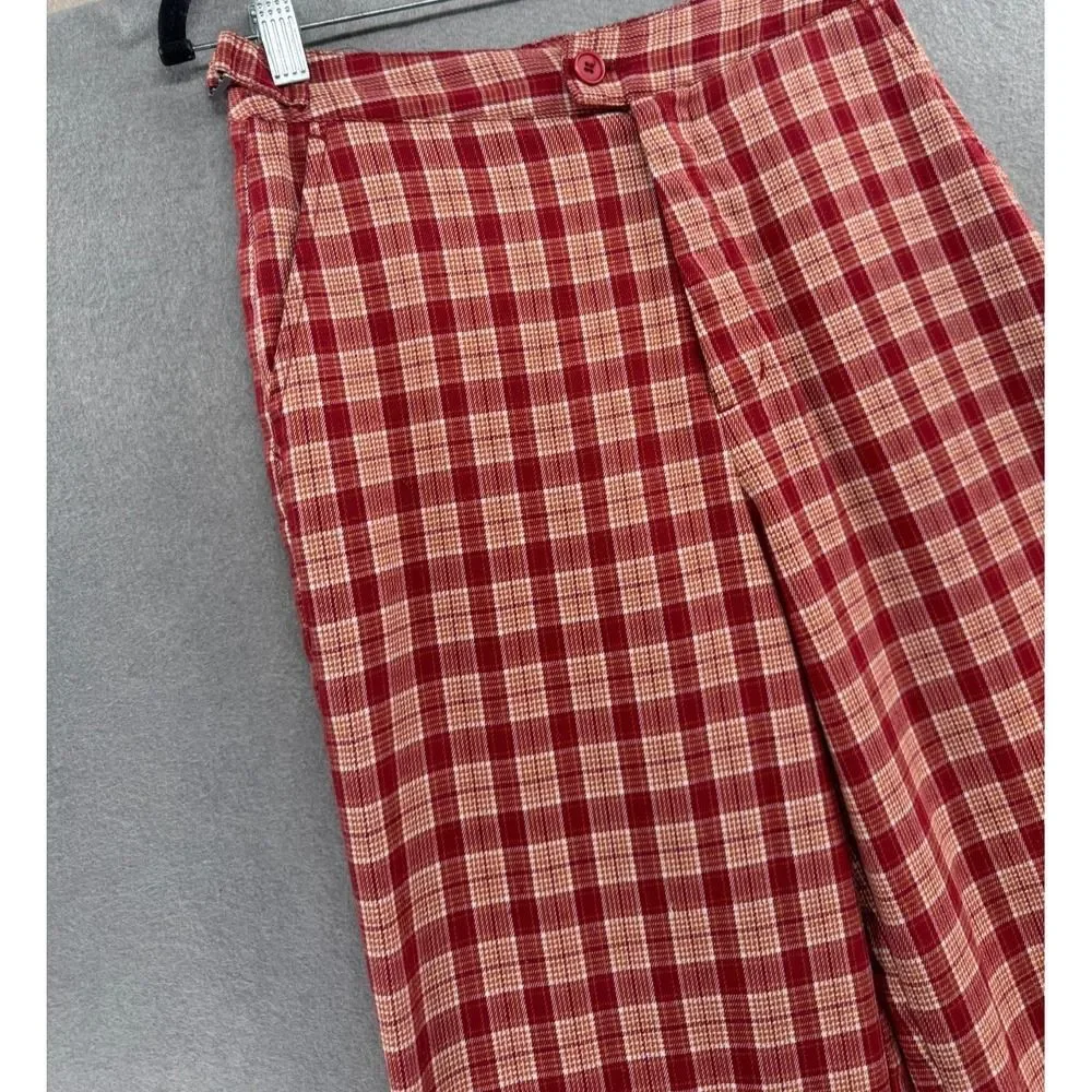 John Galt Brandy Melville Plaid Valentina Pants Women OS Red Orange High‎ Waist